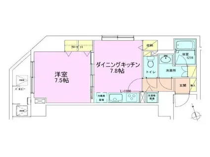 銀座レジデンス参番館(1DK/3階)の間取り写真