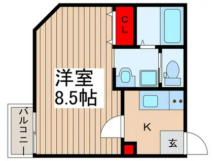 グランデ的場(1K/2階)の間取り写真