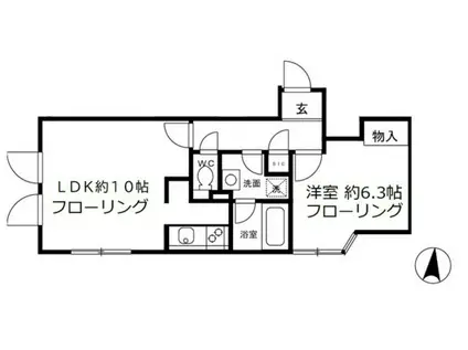 アレーロ白山II(1LDK/3階)の間取り写真