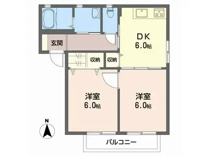 アルバトロス空港通 A棟(2DK/2階)の間取り写真