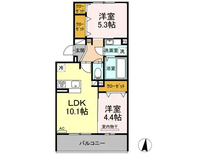 GRACE・CALME(2LDK/2階)の間取り写真