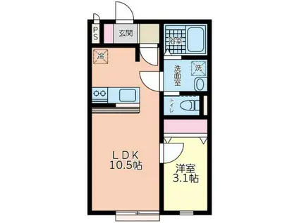 STAR SHIP(1LDK/1階)の間取り写真