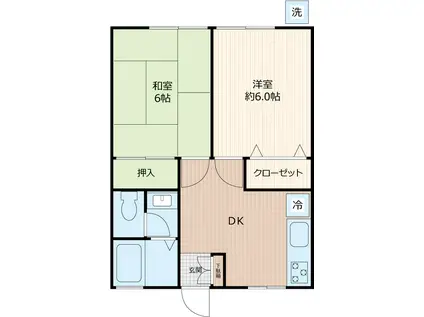 第2カワマコーポ(2DK/1階)の間取り写真