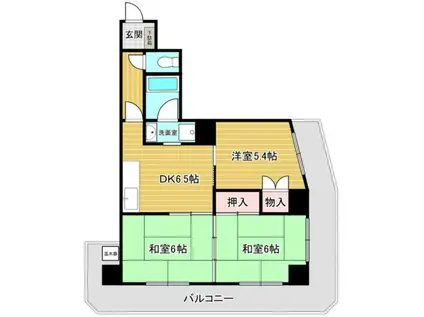 グリーンハイム親水公園(3DK/8階)の間取り写真