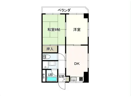 ソレイユ打出(2DK/2階)の間取り写真