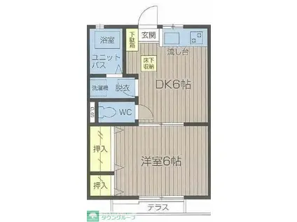 カミングラック藤木(1DK/2階)の間取り写真