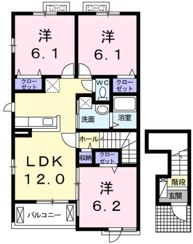ブランジュ II(3LDK/2階)の間取り写真