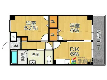 オーシャン(2DK/1階)の間取り写真