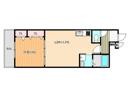 フジパレス教興寺II(1LDK/1階)の間取り写真