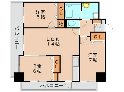 クレールスクエア(3LDK/2階)の間取り写真