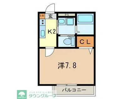 レ・フレール 916821(1K/1階)の間取り写真