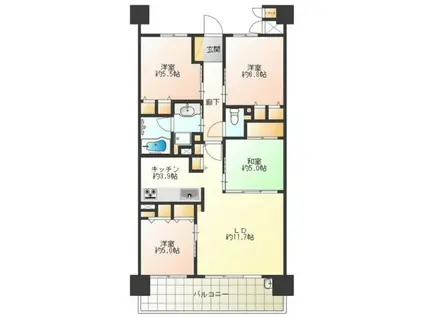 イニシア梅小路公園(4LDK/5階)の間取り写真