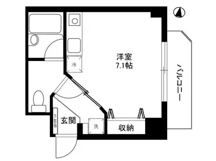 アビテヒデミ(ワンルーム/4階)の間取り写真