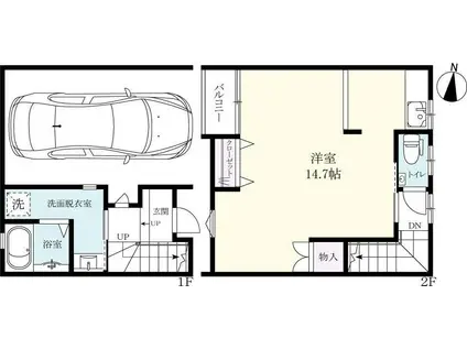 プレミアムガレージ尼寺(ワンルーム/1階)の間取り写真
