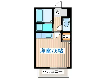 ソレイユE・II(ワンルーム/2階)の間取り写真