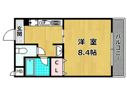 セラフィーコート枚方(1K/3階)の間取り写真