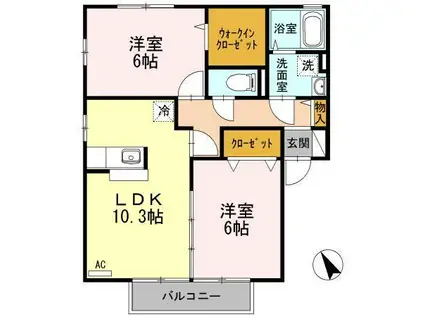セジュールフレア(2LDK/1階)の間取り写真
