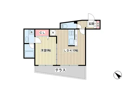 メルシー北千束ウエスト(1LDK/1階)の間取り写真