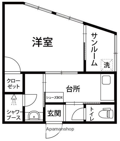 UNIBIANTESUEMACHI(1K/1階)の間取り写真