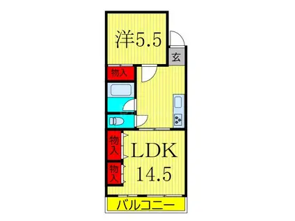 亀有第10ウィーンハイツ(1LDK/5階)の間取り写真