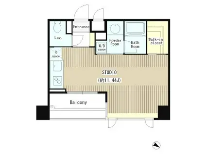 ビクトリア プレイス(ワンルーム/4階)の間取り写真