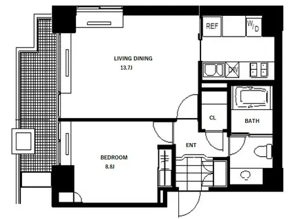 東京メトロ日比谷線 神谷町駅 徒歩3分(1LDK/2階)の間取り写真