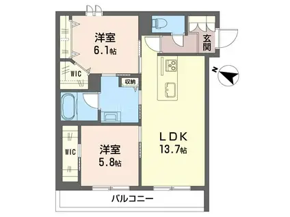 ベルドミール(2LDK/1階)の間取り写真