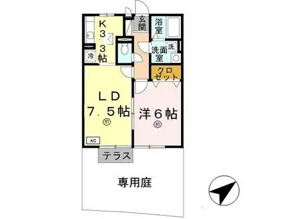 ＪＲ姫新線 本竜野駅 徒歩13分 2階建 築21年(1LDK/1階)の間取り写真