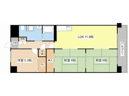 フォレスタ手原(3LDK/1階)の間取り写真