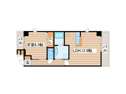 FARWISTERIA(1LDK/5階)の間取り写真