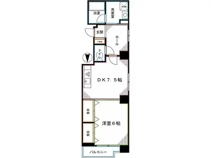 フェリーチェ国立(1DK/5階)の間取り写真