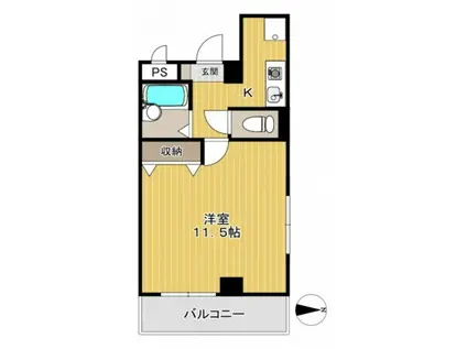 フローラ伊島(1K/4階)の間取り写真