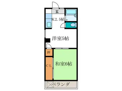 下鴨ハイツB棟(2K/3階)の間取り写真