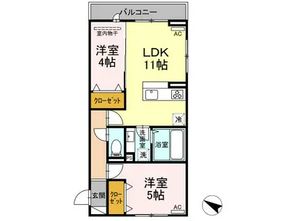 コーポ藤原V(2LDK/3階)の間取り写真