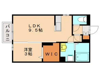 ルミエールA(1LDK/1階)の間取り写真