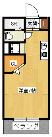 クリンゲル旭(1K/3階)の間取り写真