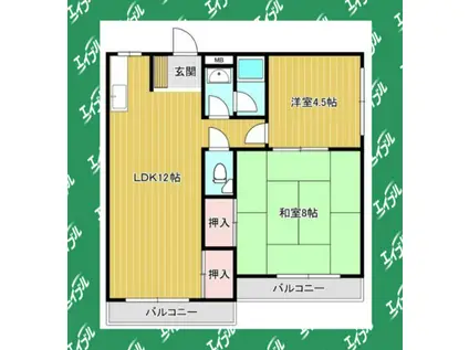 東園田マンション(2LDK/3階)の間取り写真