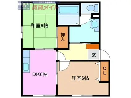 DOMICILE伊賀B(2DK/2階)の間取り写真