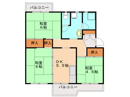 東福間団地14000棟(3DK/1階)の間取り写真