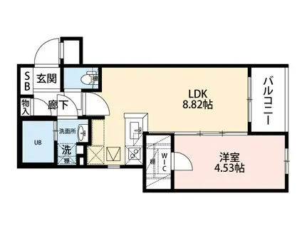 エクシア別府(1LDK/2階)の間取り写真