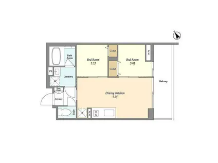 THE GRAND TERRACE WAKABAYASHI(2DK/2階)の間取り写真