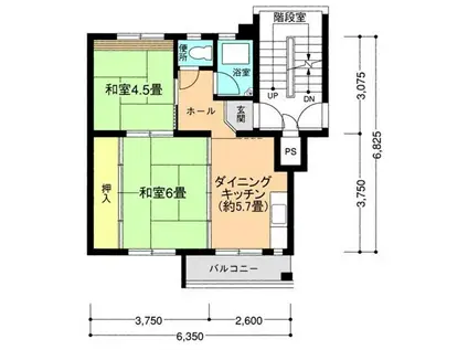 小田原橘(2DK/3階)の間取り写真