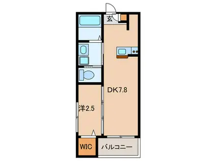 ワコーレヴィータ芦屋浜町(1DK/1階)の間取り写真