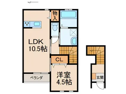 クラウンハイツ広瀬(1LDK/2階)の間取り写真