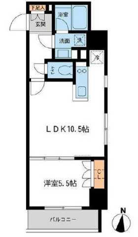レジデンス両国駅前(1LDK/3階)の間取り写真