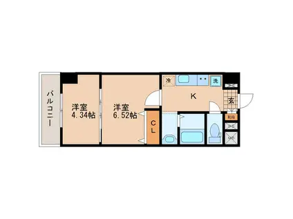 アスコット河原町駅前(2K/3階)の間取り写真