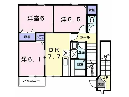 コモド・カーサA(3DK/2階)の間取り写真
