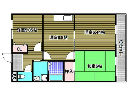 スプルース泉ヶ丘(3DK/1階)の間取り写真