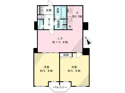 藤和聖蹟桜ヶ丘コープ(2LDK/4階)の間取り写真