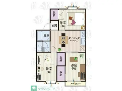 BCASA行田IIIRE-BORN(3DK/2階)の間取り写真